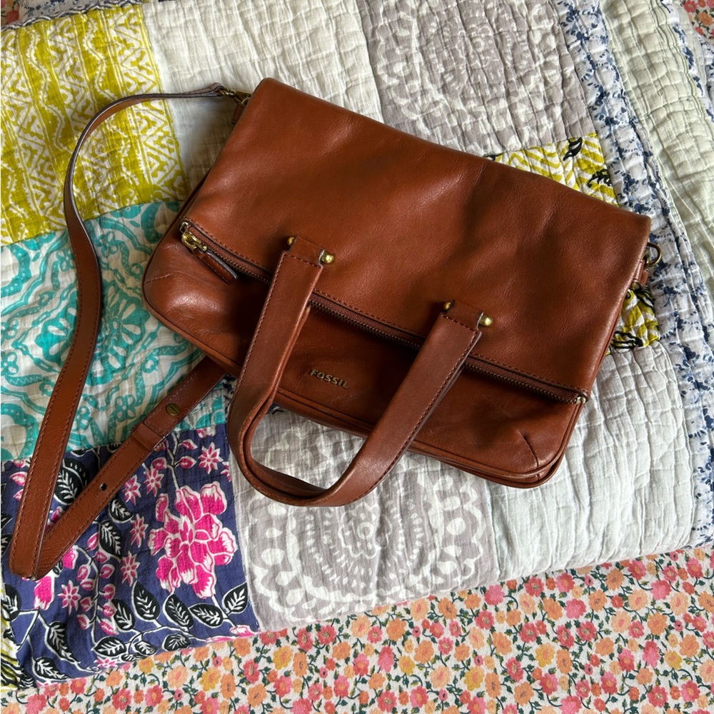 Cross body flap over fossil bag